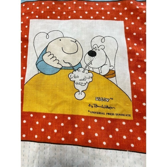 Sid the Cat Vtg Ziggy Character Twin Bed Sheets Flat and Bottom No Pillow Case - Picture 8 of 9